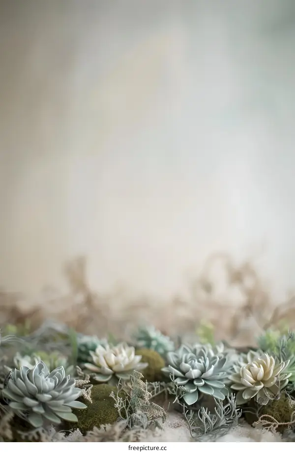 Green Succulents with a White Background