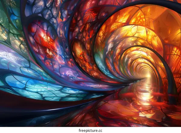 Vibrant Spiral Tunnel of Light