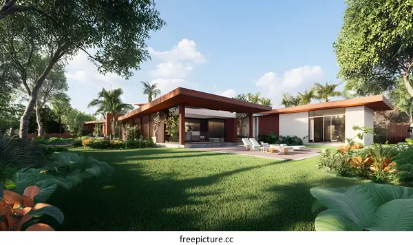 Modern House Design with Lush Greenery