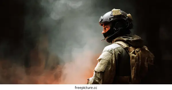Military soldier profile in tactical gear