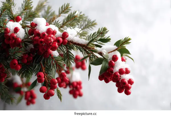Winter Berries Covered in Snow