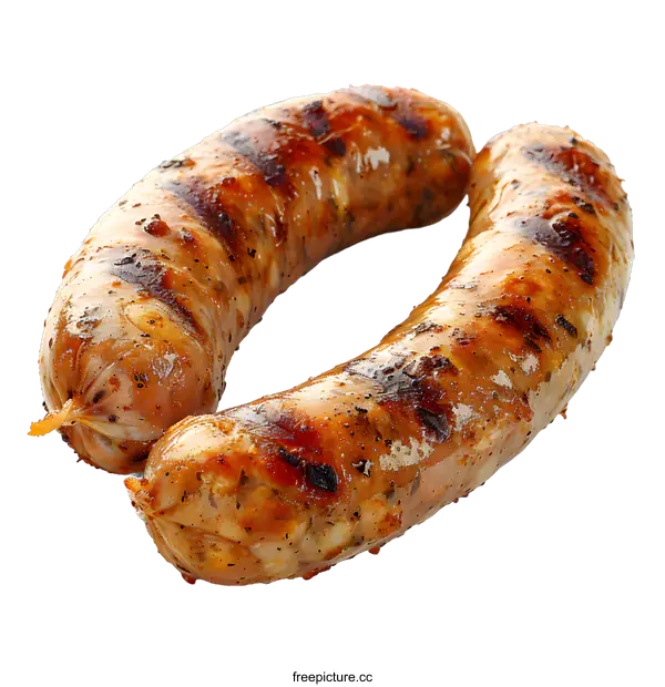 [Transparent Background PNG]Two grilled sausages on white background