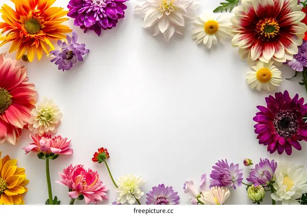 Colorful Flower Arrangement with White Background