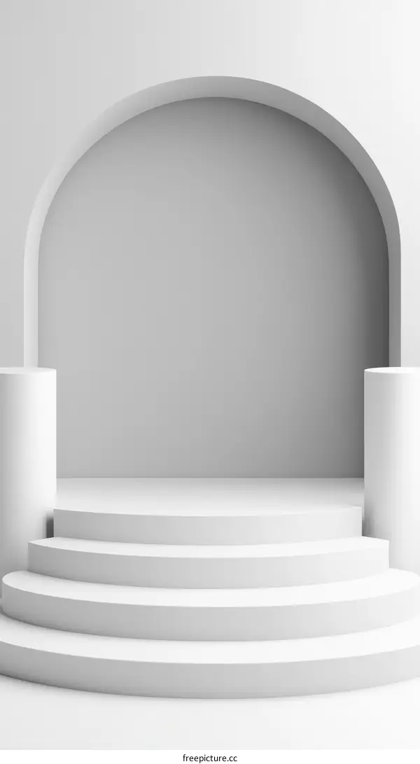 Abstract Minimalist White Archway Stairway