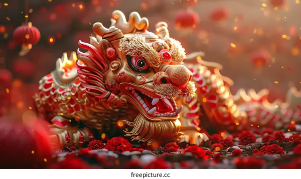 Traditional Dancing Dragon Performance, Symbolizing Auspiciousness and Good Fortune