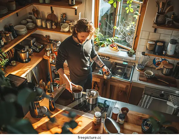 Man in the kitchen cooking