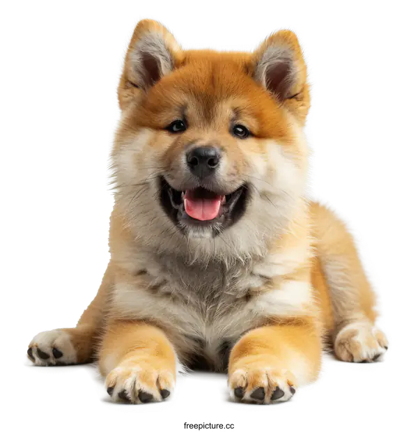 [Transparent Background PNG]Cute Shiba Inu Puppy Posing Happily on White