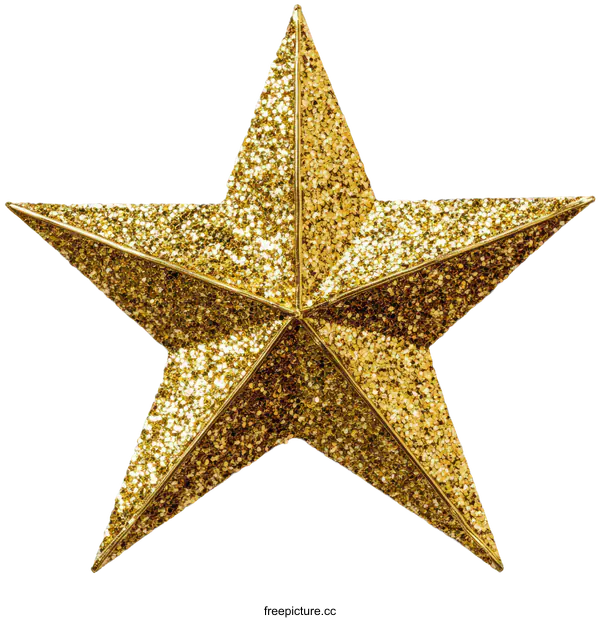 [Transparent Background PNG]Golden Glitter Star Ornament