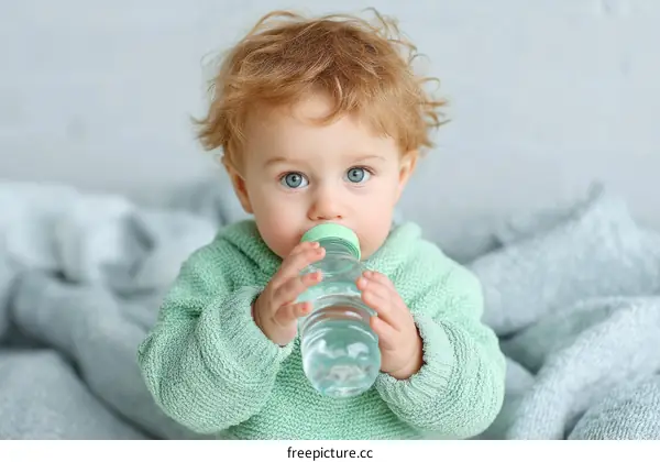 Adorable Baby Drinking Water