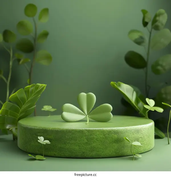 Green St Patrick's Day Podium with Clover