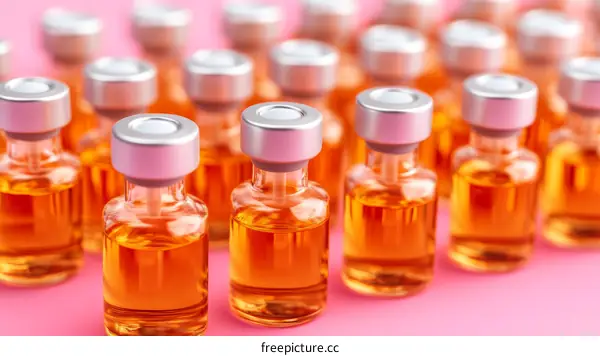 Medical Vials on a Pink Background