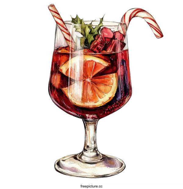 [Transparent Background PNG]Hand-drawn Illustration of a Festive Cocktail