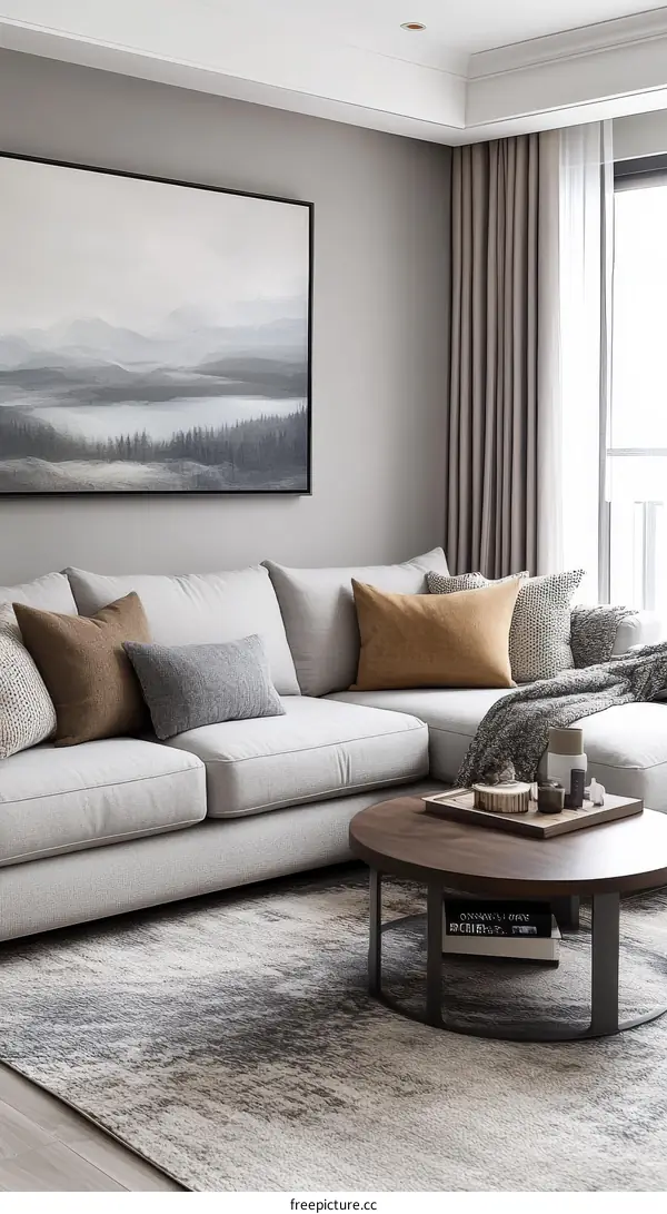 Modern Living Room Interior Design with Abstract Art