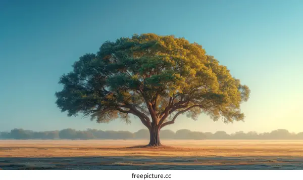 Large Oak Tree in Field