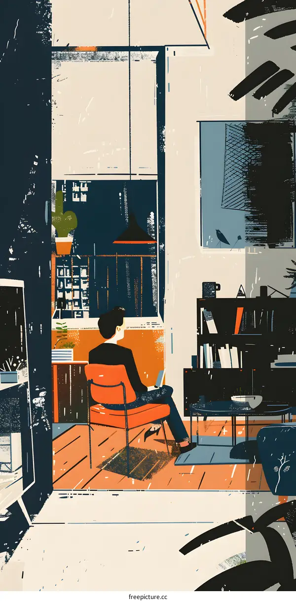 Man Sitting in Chair in Living Room with Window