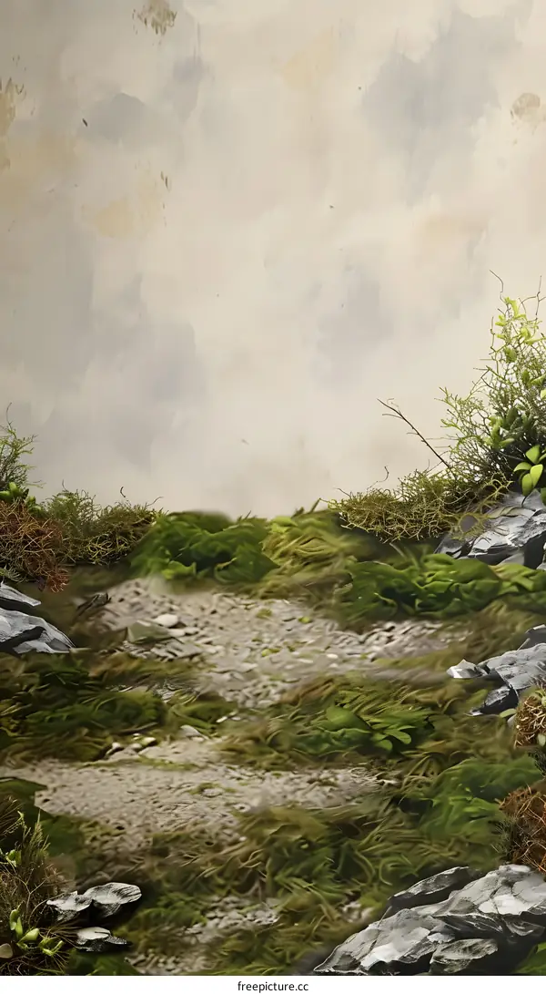 Green Mossy Ground with Gray Stone