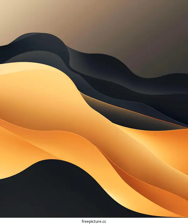 Abstract Background With Gold and Black Wavy Shapes