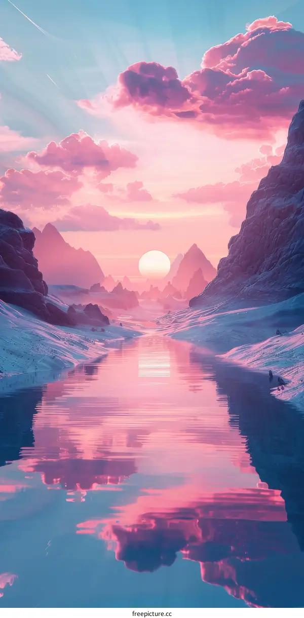 fantasy landscape with a river running through it