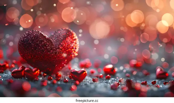 Red glitter heart background