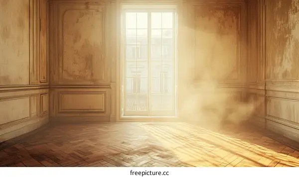 Sunlight shining through a window into an empty room