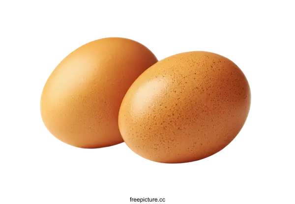 [Transparent Background PNG]Two Fresh Brown Eggs Close-up