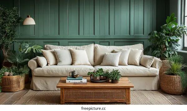 Modern Farmhouse Living Room with Greenery