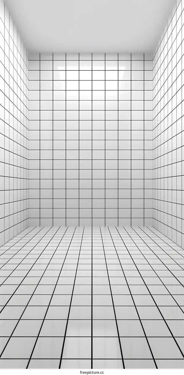 White Tile Room Minimalist Design Background