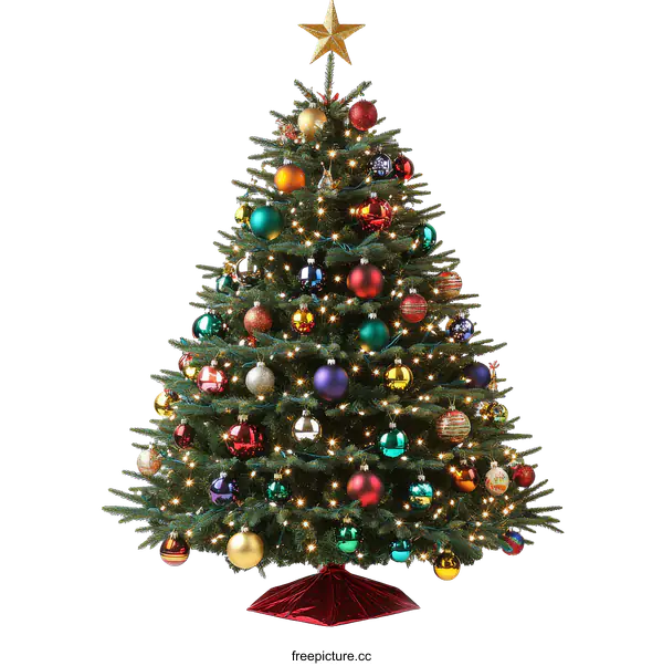 [Transparent Background PNG]Christmas Tree with Colorful Ornaments
