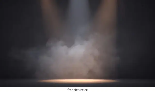 Empty Stage with Spotlight and Fog