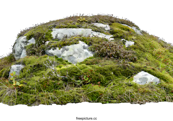 [Transparent Background PNG]Green Mossy Rock Isolated On White Background