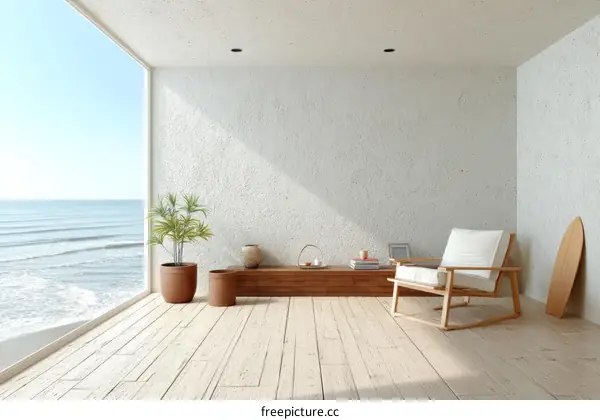 Modern Coastal Living Room Illustration