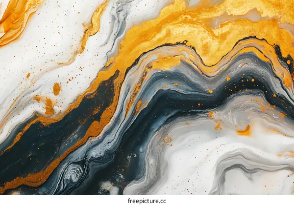 Abstract Gold Marble Swirls Painting Texture