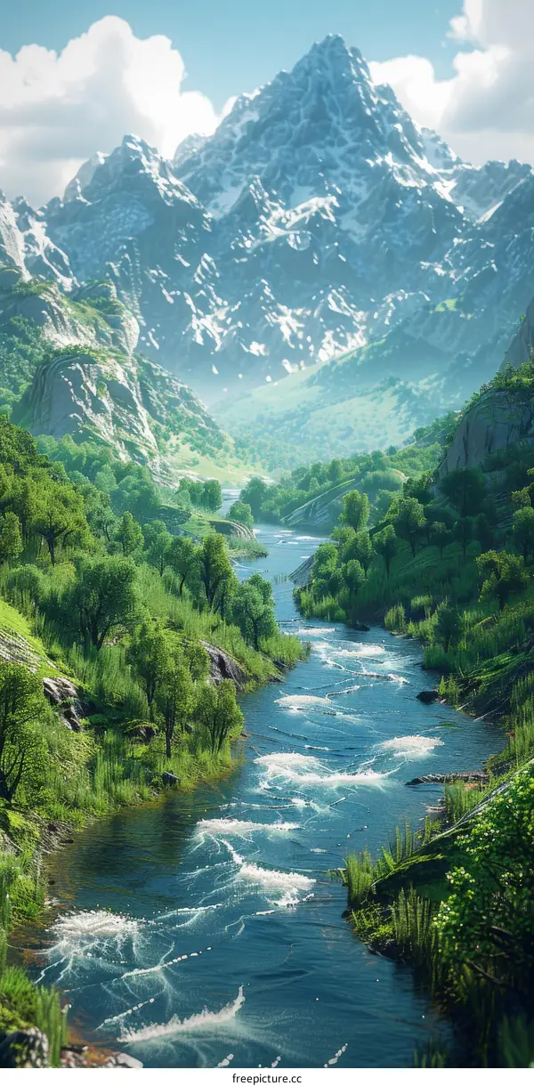 Majestic Mountain Landscape with River