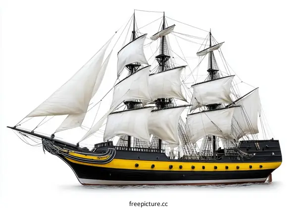 Impressive Antique Sailboat with Detailed Rigging