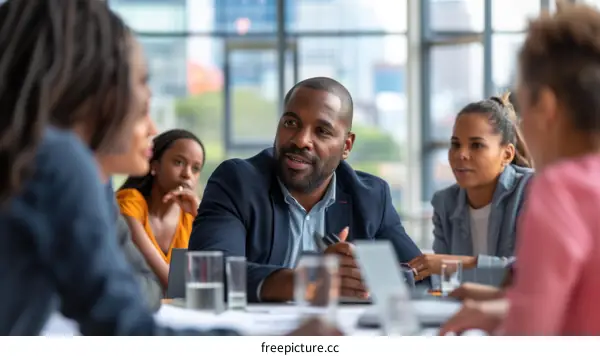 Business meeting with African American man and woman