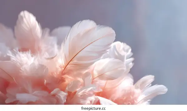 Delicate Pink and White Feathers Abstract Background