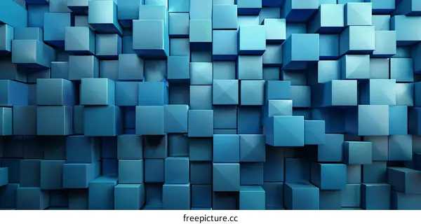 Blue Metallic 3D Cubes Background