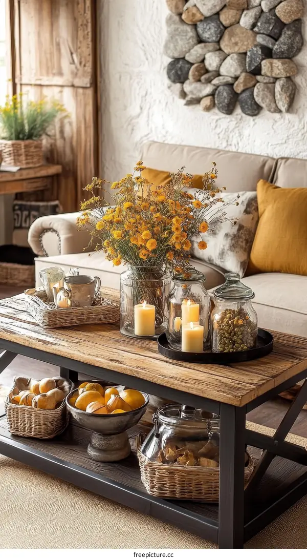 Rustic Living Room Coffee Table Decor