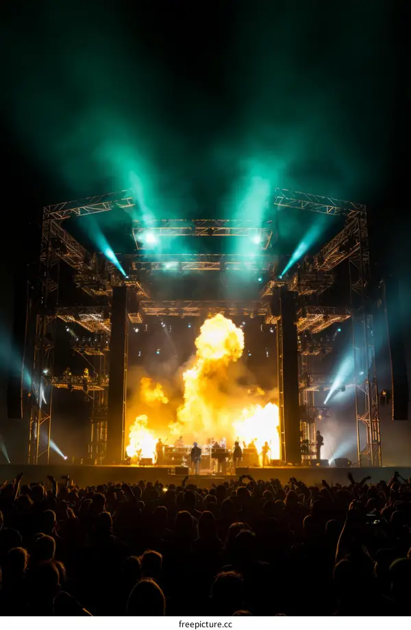 Fireworks and lights at a concert