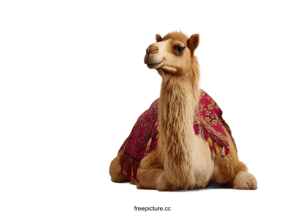 [Transparent Background PNG]Camel in Traditional Decorative Sash