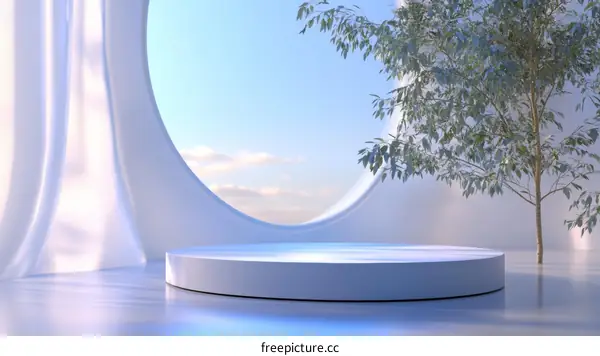 Modern Minimalist Showcase with Sky View