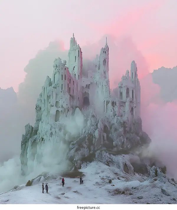 Fantasy Castle Ruins on a Mountaintop