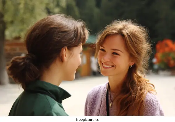Two young women smiling outdoors