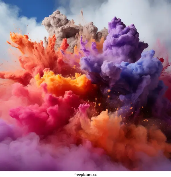 Vibrant Powder Explosion Captured on White Background
