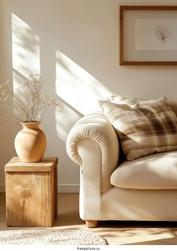Beige Sofa in a Sunny Living Room
