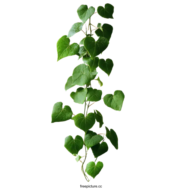 [Transparent Background PNG]Green Heart-Shaped Leaves on a Climbing Plant
