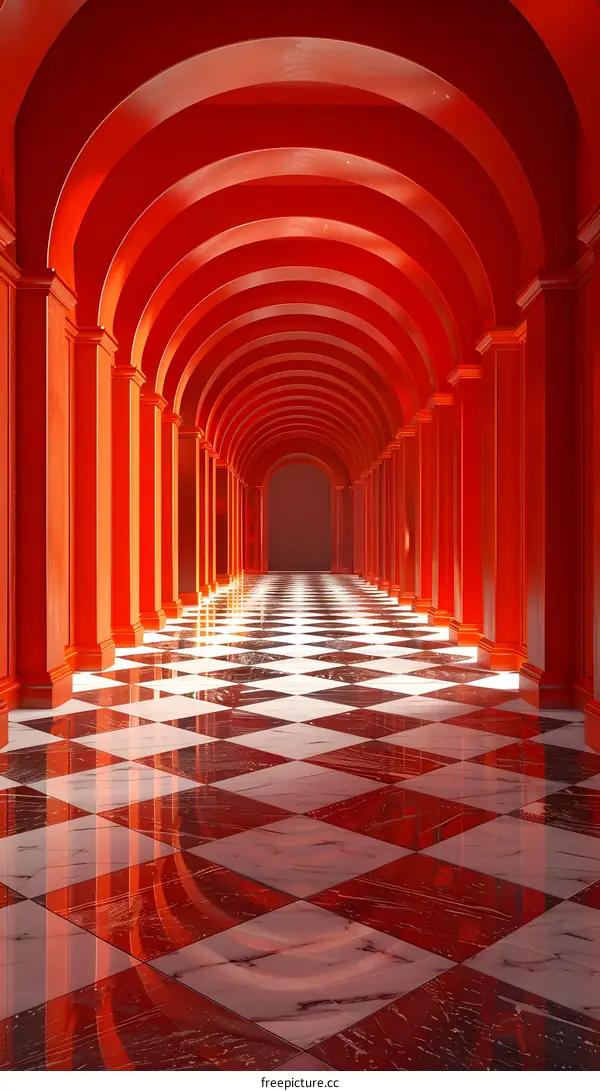 Red arch corridor