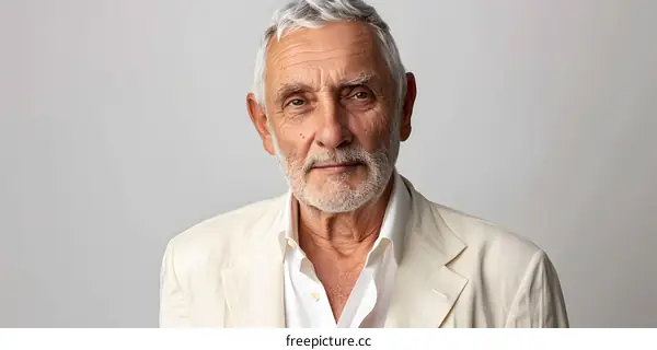 Portrait of a Senior Man with White Hair and Beard