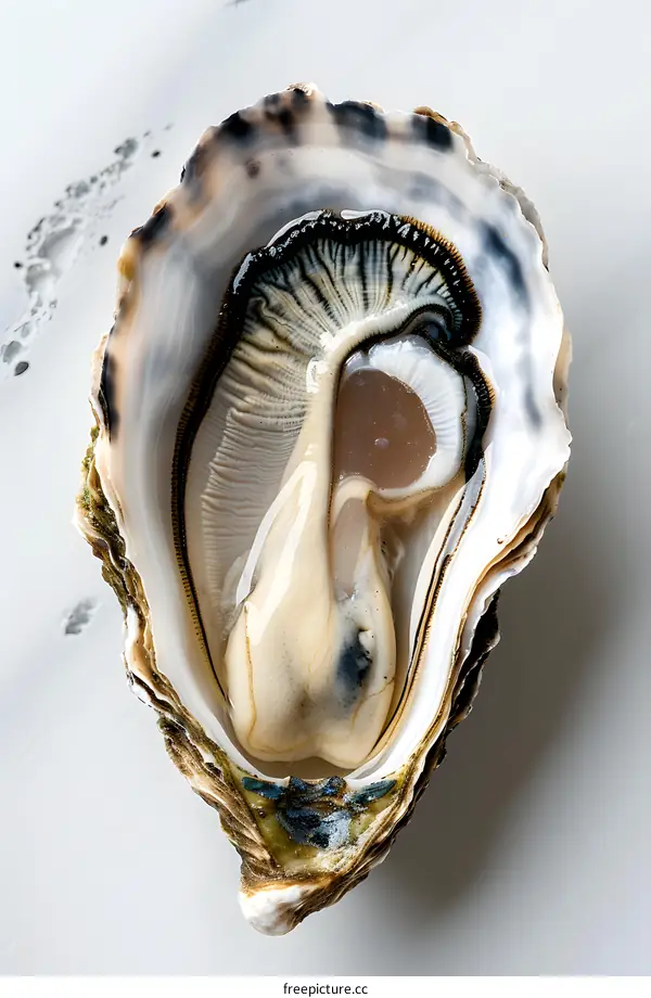 Fresh Open Oyster on White Background