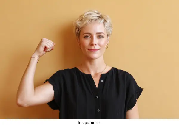 Confident Woman Portrait Against a Pastel Background
